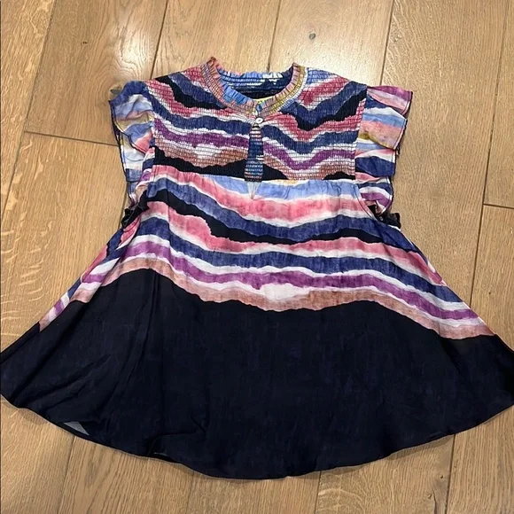 Multicolor Ruffle Sleeve Women's Top - Picture 3 of 5